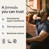 Huel Daily Greens, emballage pratique pour emporter et préparer rapidement.