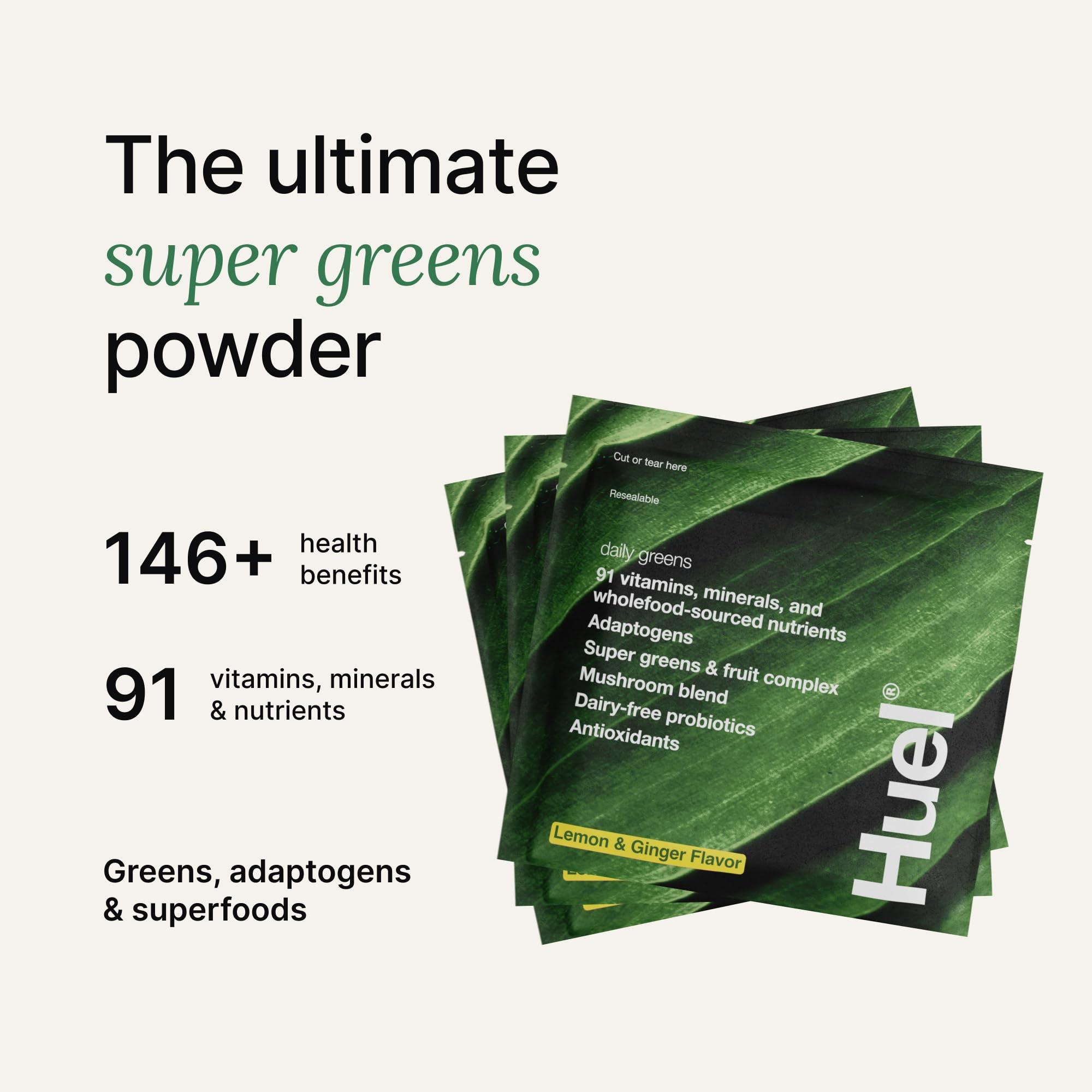 Huel Daily Greens pomme-menthe goût: saveur fruitée qui anime le matin.