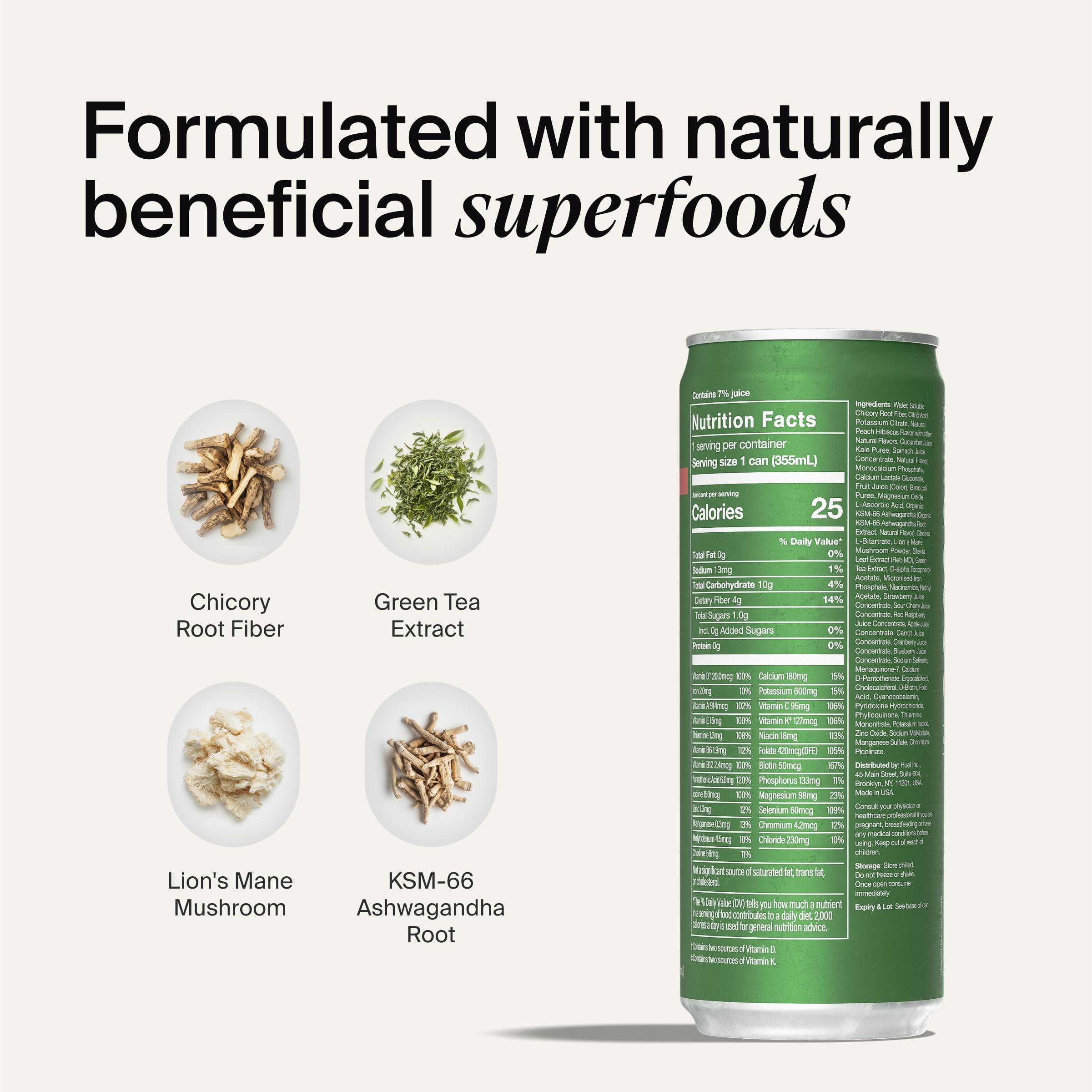 Ingrédients organiques et probiotiques de Huel Daily Greens, soutien digestif potentiel.