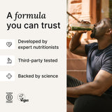 Huel Daily Greens goût frais et léger idéal pour petit-déjeuner rapide.