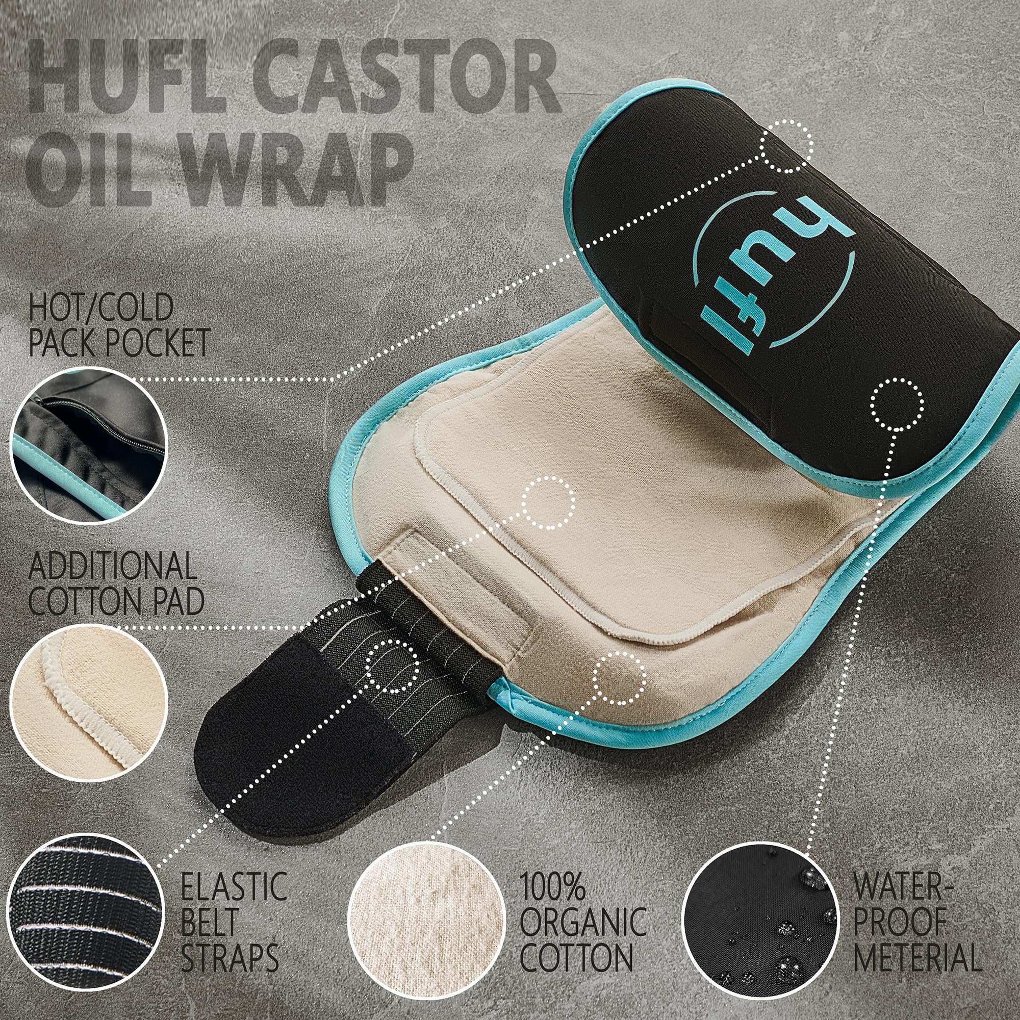 HUFL Castor Oil Pack Wrap extérieur imperméable – protège vos vêtements pendant l’usage.