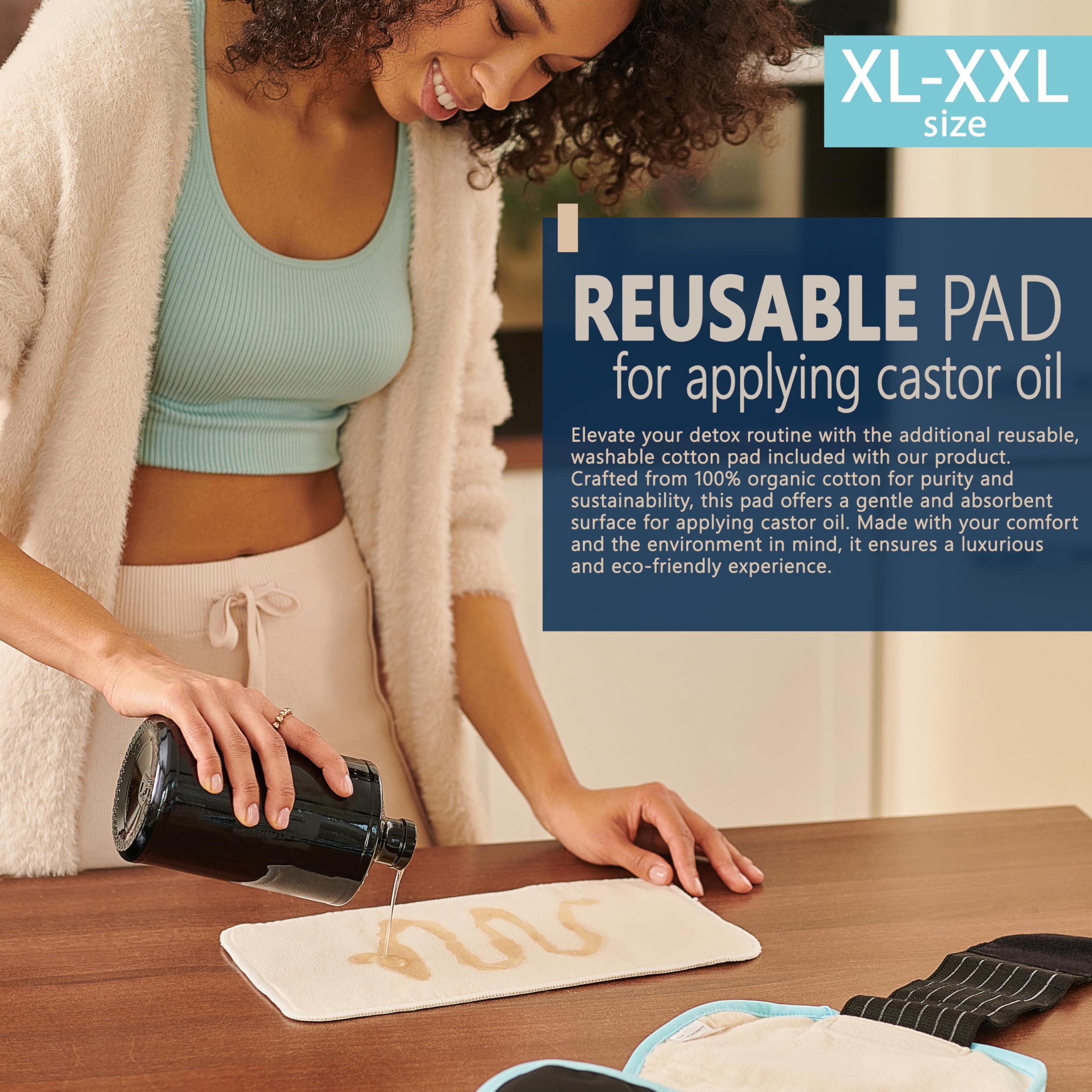 HUFL Castor Oil Pack Wrap taille XL-XXL – option plus grande pour un maintien sûr.