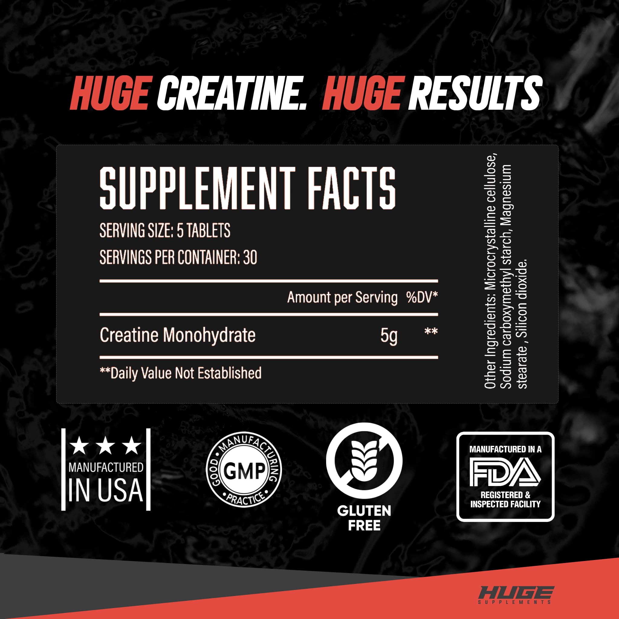 Huge Supplements Creatine Monohydrate – capsules faciles à avaler pour une routine pratique