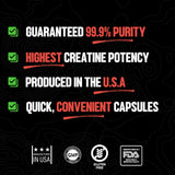 Huge Supplements Creatine Monohydrate – dose 5 g en capsules, performance potentielle