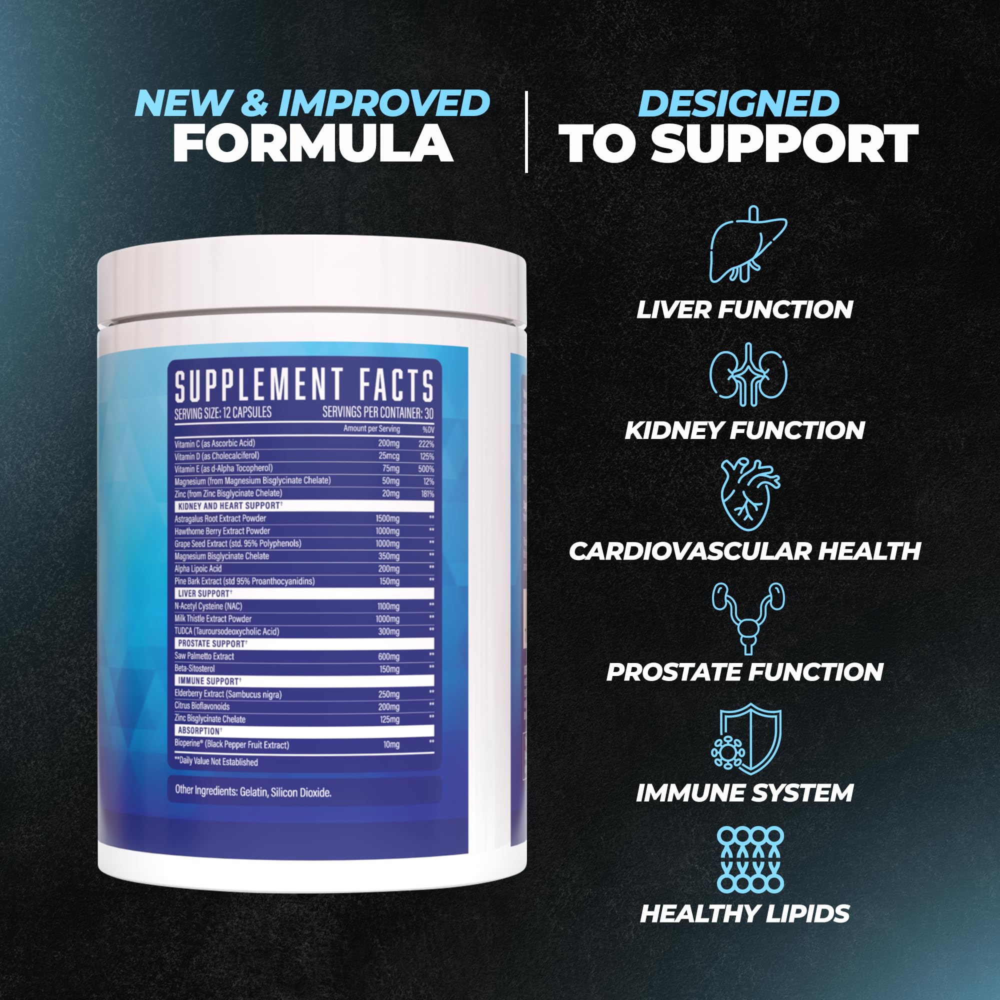Huge Supplements Defend Cycle: étiquette claire et ingrédients clés pour vos organes pendant l'effort.