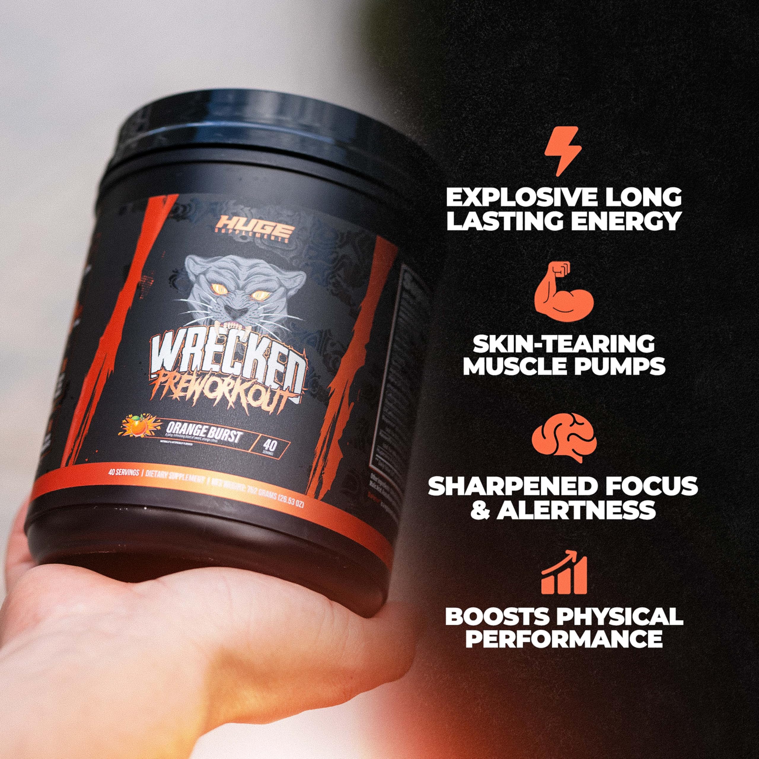 Huge Supplements Wrecked Pompes musculaires plus prononcées et vascularisation accrue.