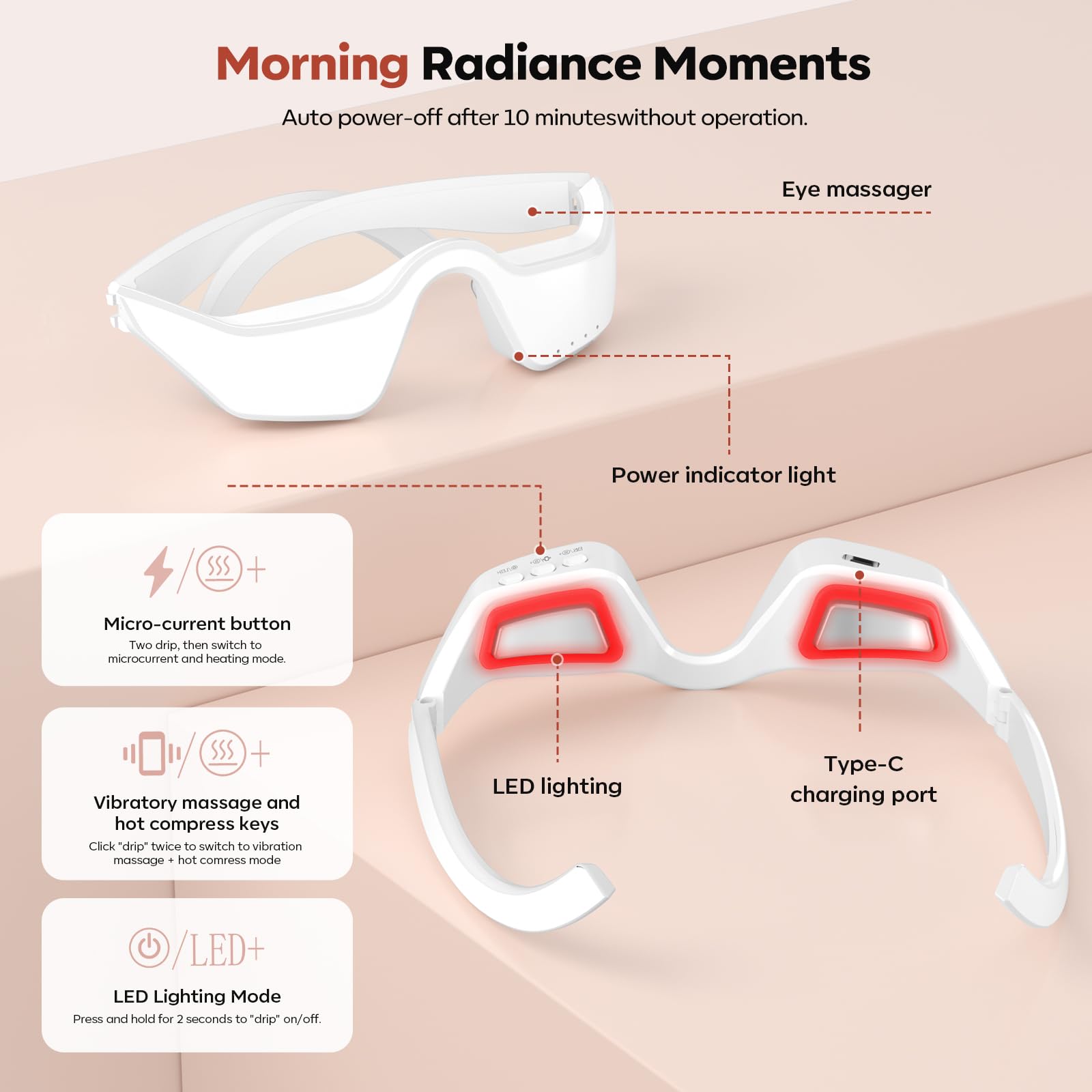 HuixinLine Lunettes masseuses: chaleur douce pour confort thermique et détente instantanée.