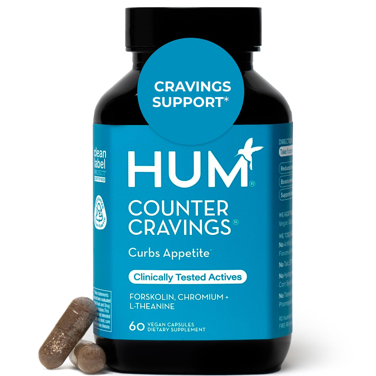 Hum Counter Cravings - Bouteille vegan prête pour une routine quotidienne.