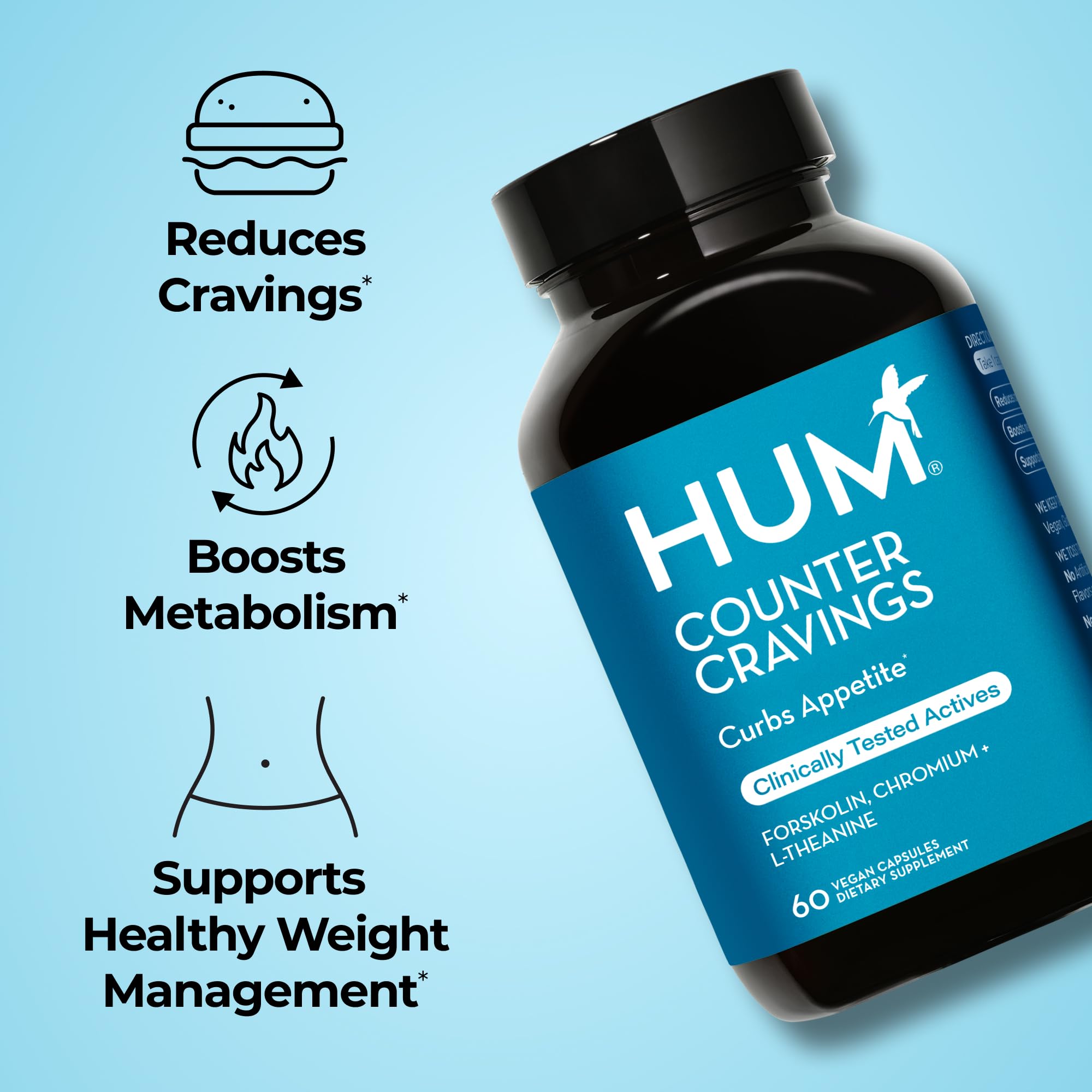 Hum Counter Cravings - Composition L-Theanine et algues pour une détente naturelle.