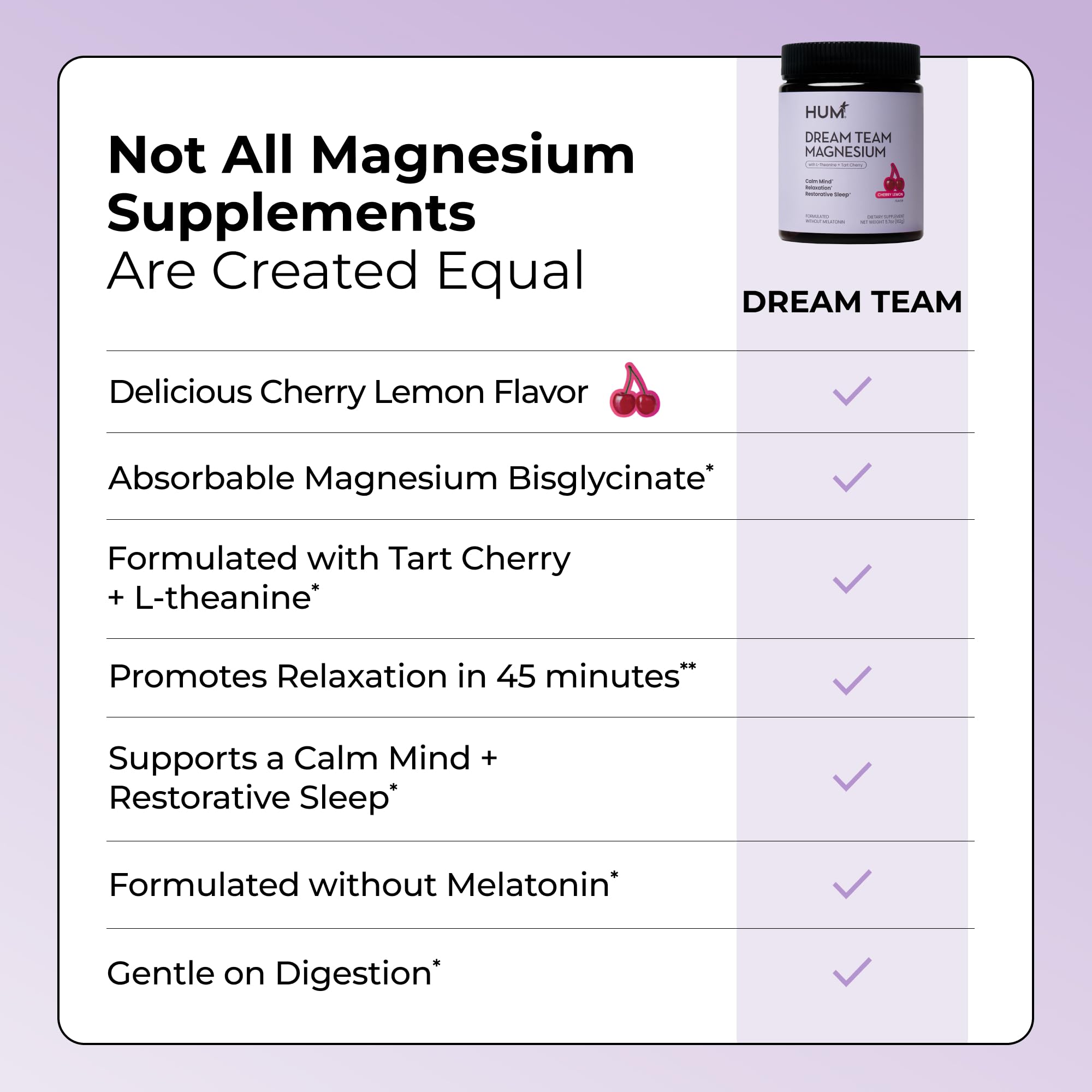 Hum Dream Team : boisson sans mélatonine et sans colorants artificiels.