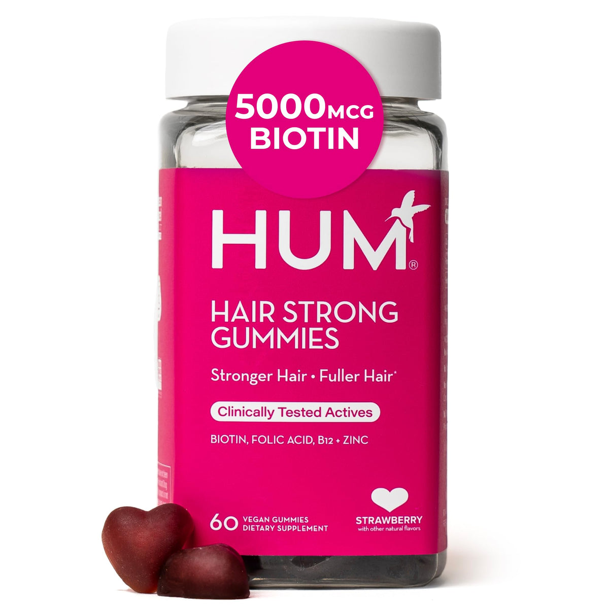 Gommes HUM cheveux forts en flacon, utilisation quotidienne possible.