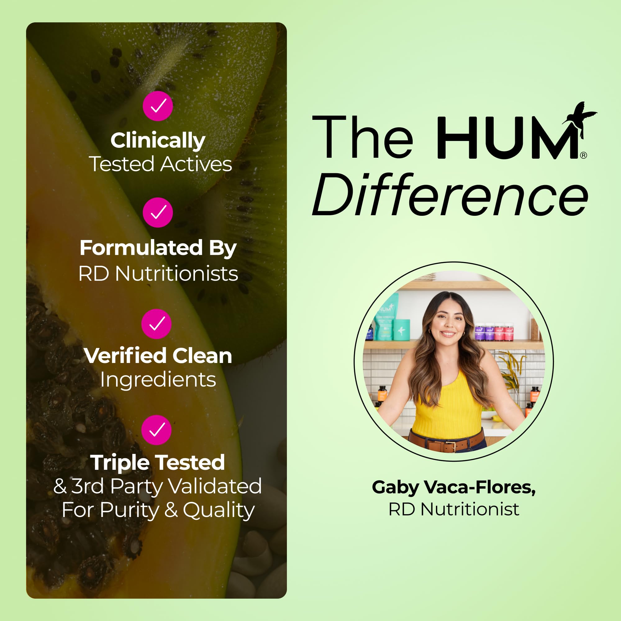 Hum Gut Instinct – formule sans arômes ni colorants pour la pureté.