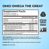 HUM OMG! Omega Grande, bouteille montrant vitamine E pour soutiens potentiels.