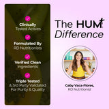 Ambiance bien-être avec HUM Calm sur une table de salon.