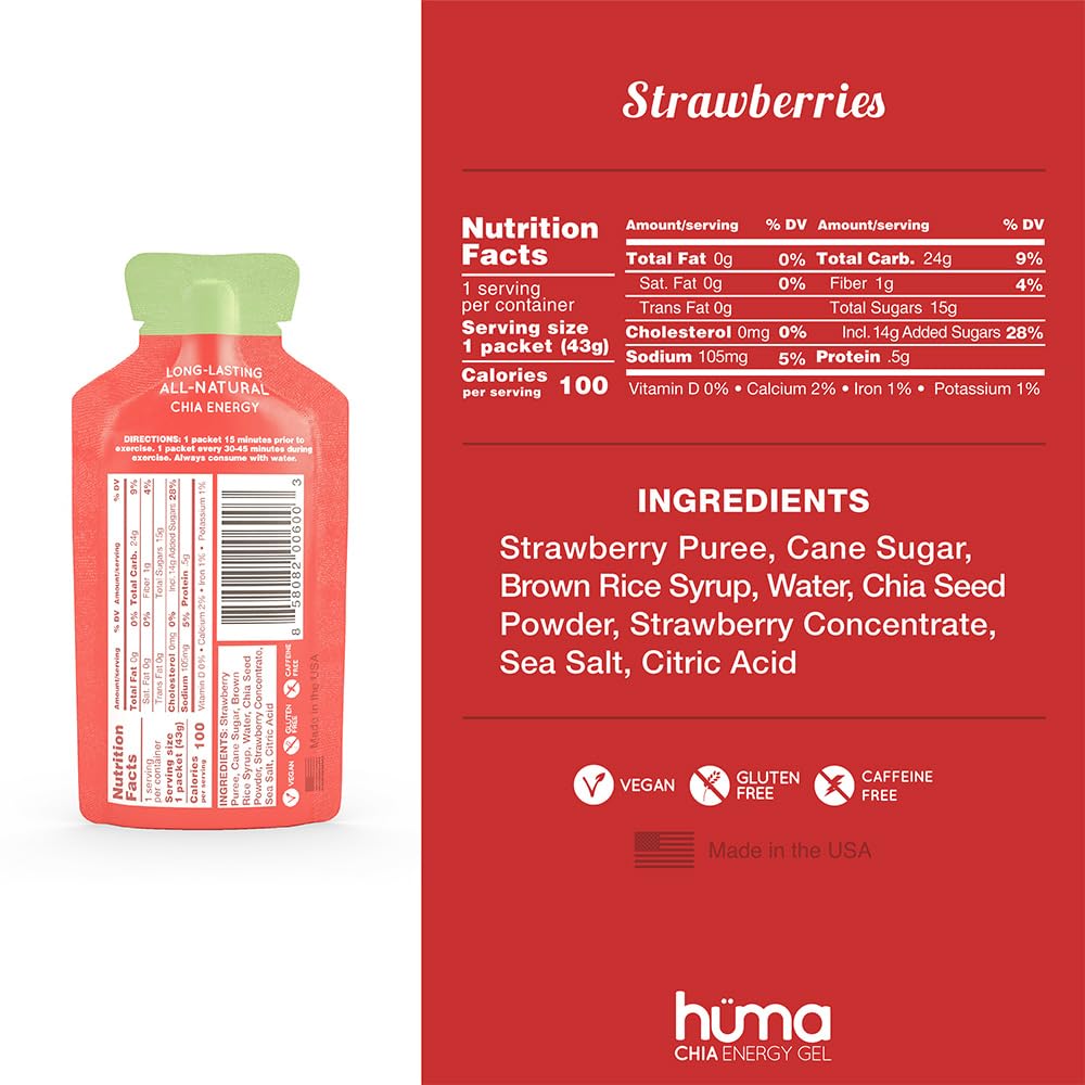 Hüma Chia Energy Gel gros plan ingrédients naturels et fruits