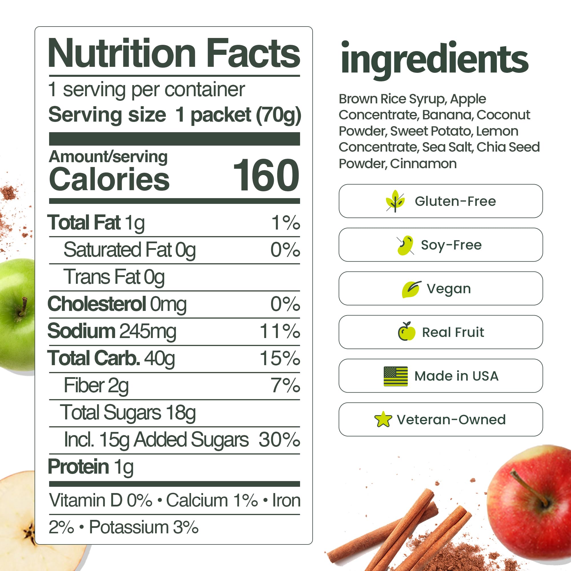 HÜMA CHIA ENERGY GEL saveur-tarte-pommes, goût authentique sans artificiels.