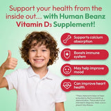 Sans gluten et végétalien, gommes Human Beanz D3 pratiques.