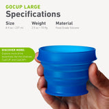 Capacité 237 ml du GoCup, idéale pour boissons et collations nomades.