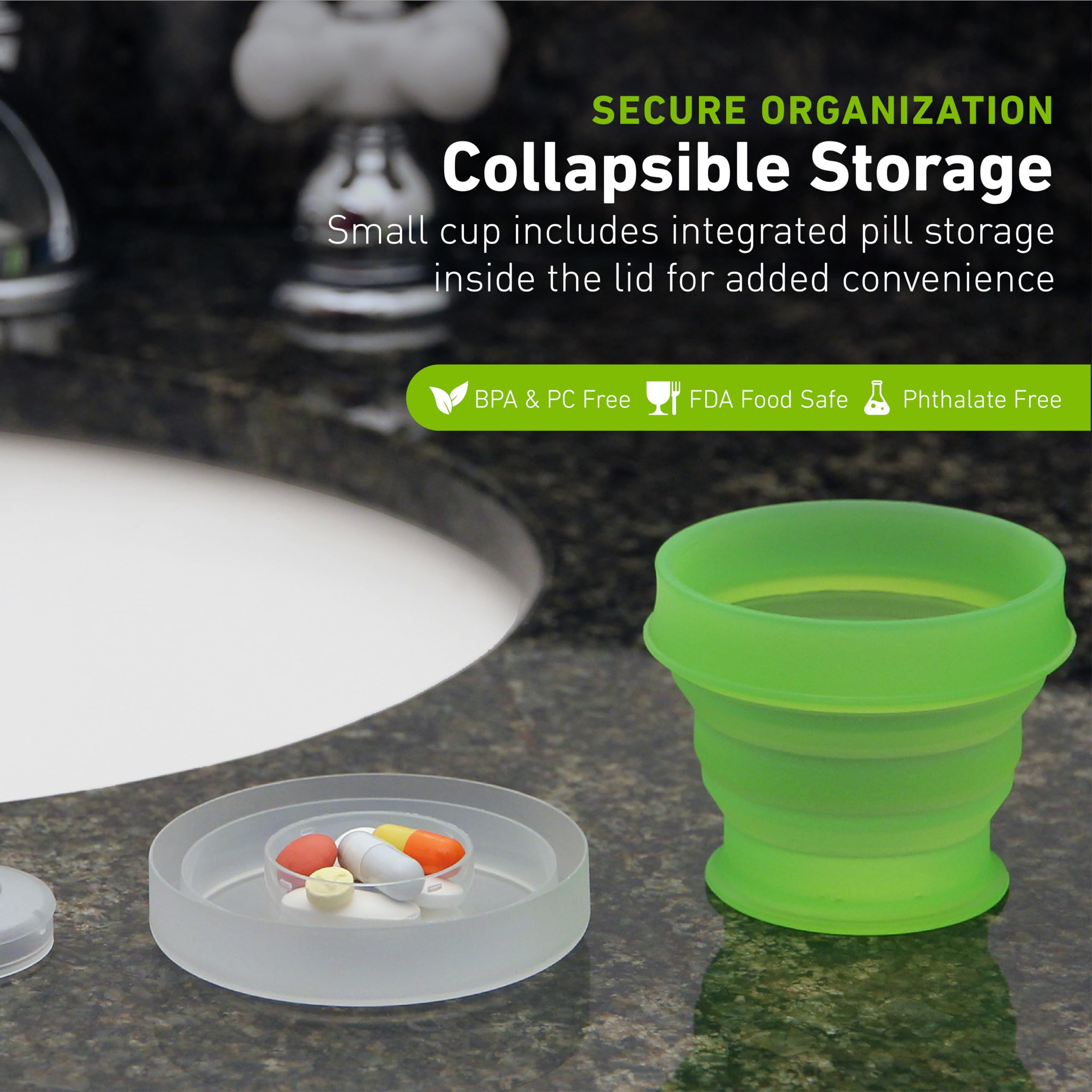 humangear GoCup montre les mesures internes pour dosages précis en déplacement.