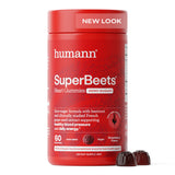 Gomme Humann SuperBeets cœur en bouteille, soutien potentiel énergie et circulation.