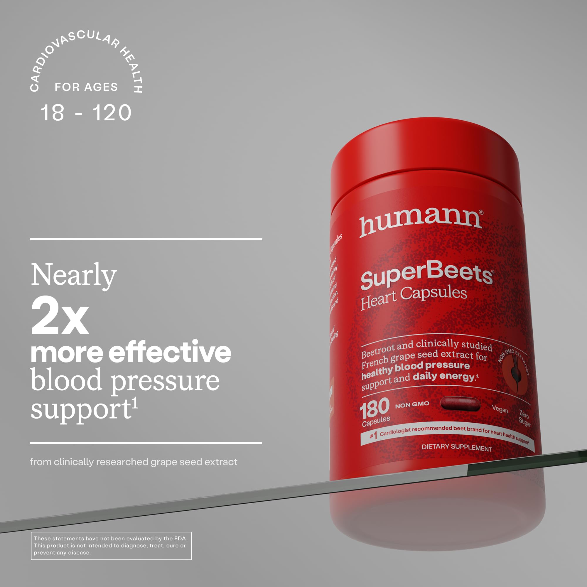 Extrait de pépins de raisin Humann SuperBeets, riche en antioxydants pour votre routine.