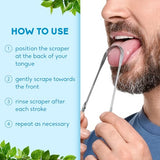 Gratte-langue The Humble Co en acier inoxydable, durable et sans plastique.