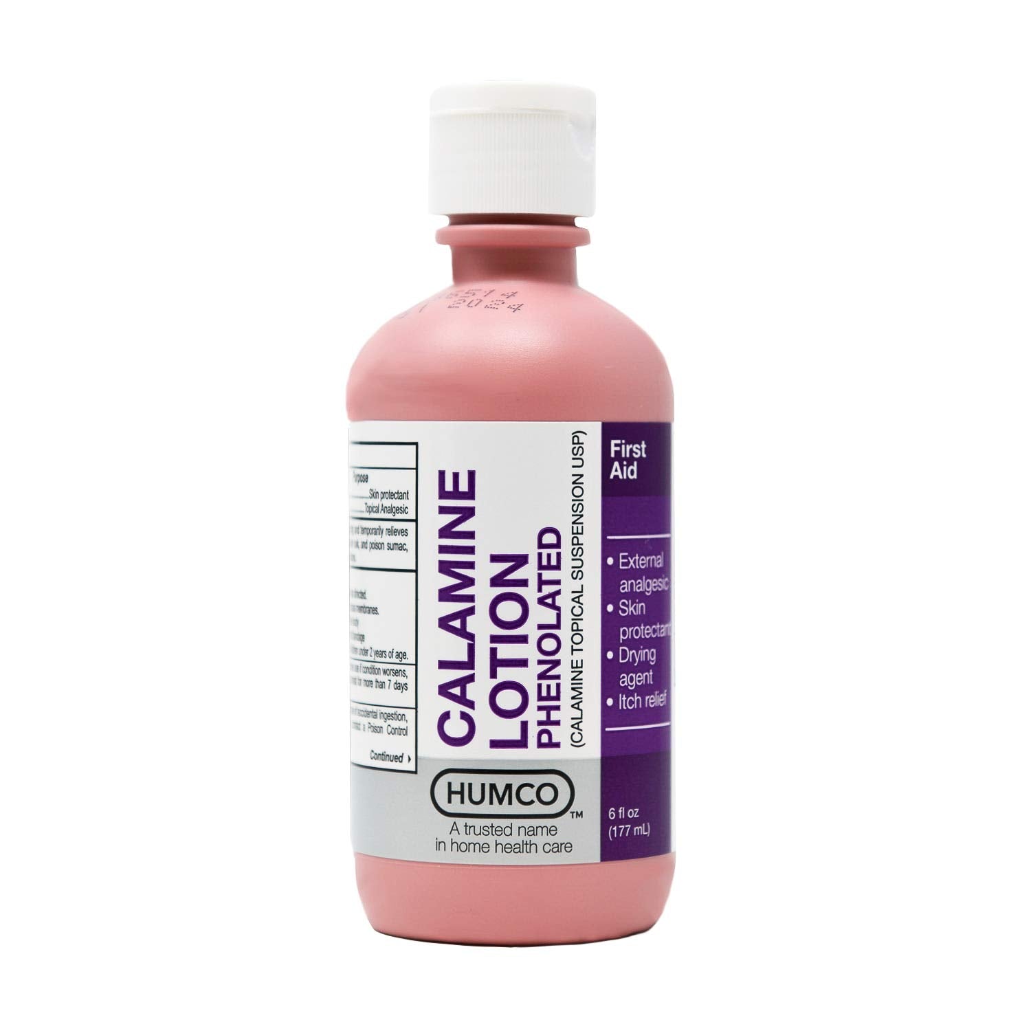 Humco Calamine Lotion – bouteille de 6oz, apaise démangeaisons et irritations.