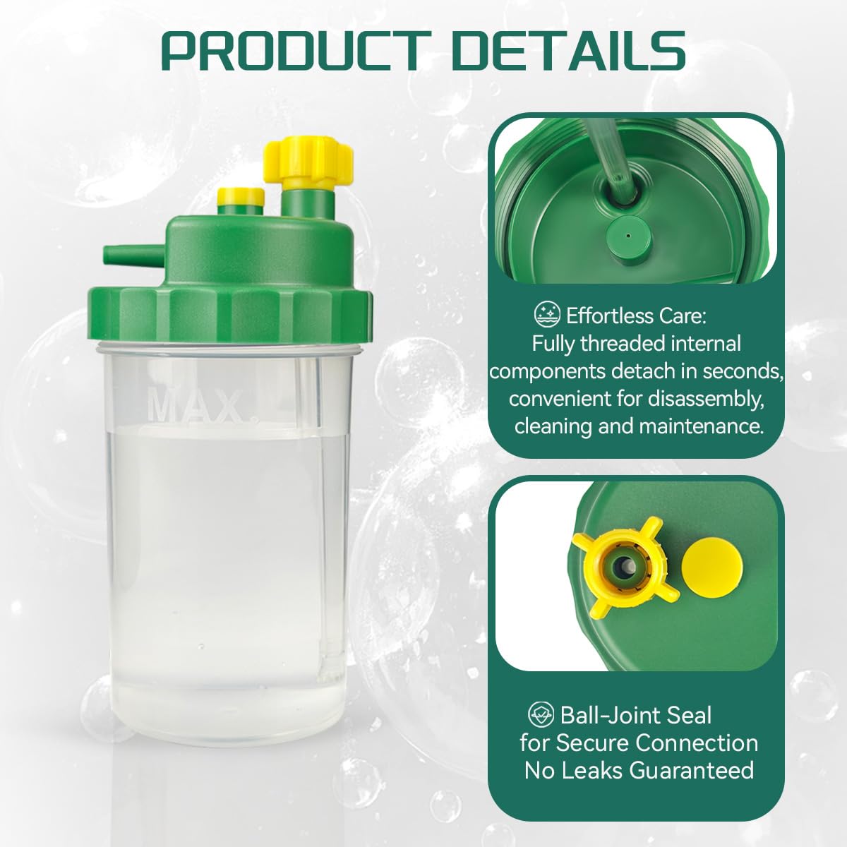 humidificateur-oxygene-bouteille: bords lisses et construction robuste