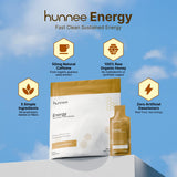 Hunnee H Energy Golden Boost, ingrédients simples et transparents pour énergie naturelle.