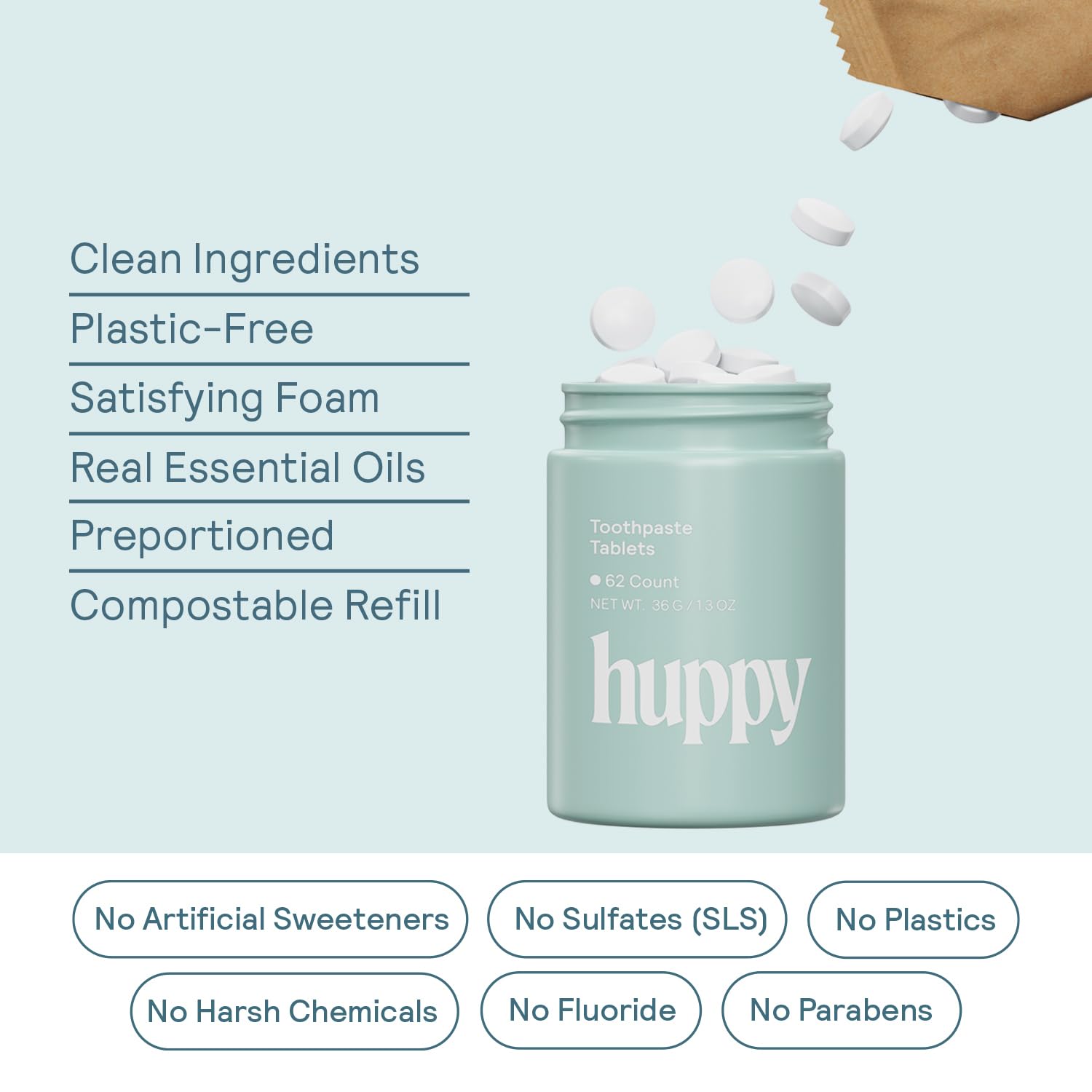 HUPPY emballage sans plastique, choix durable pour les soins bucco-dentaires