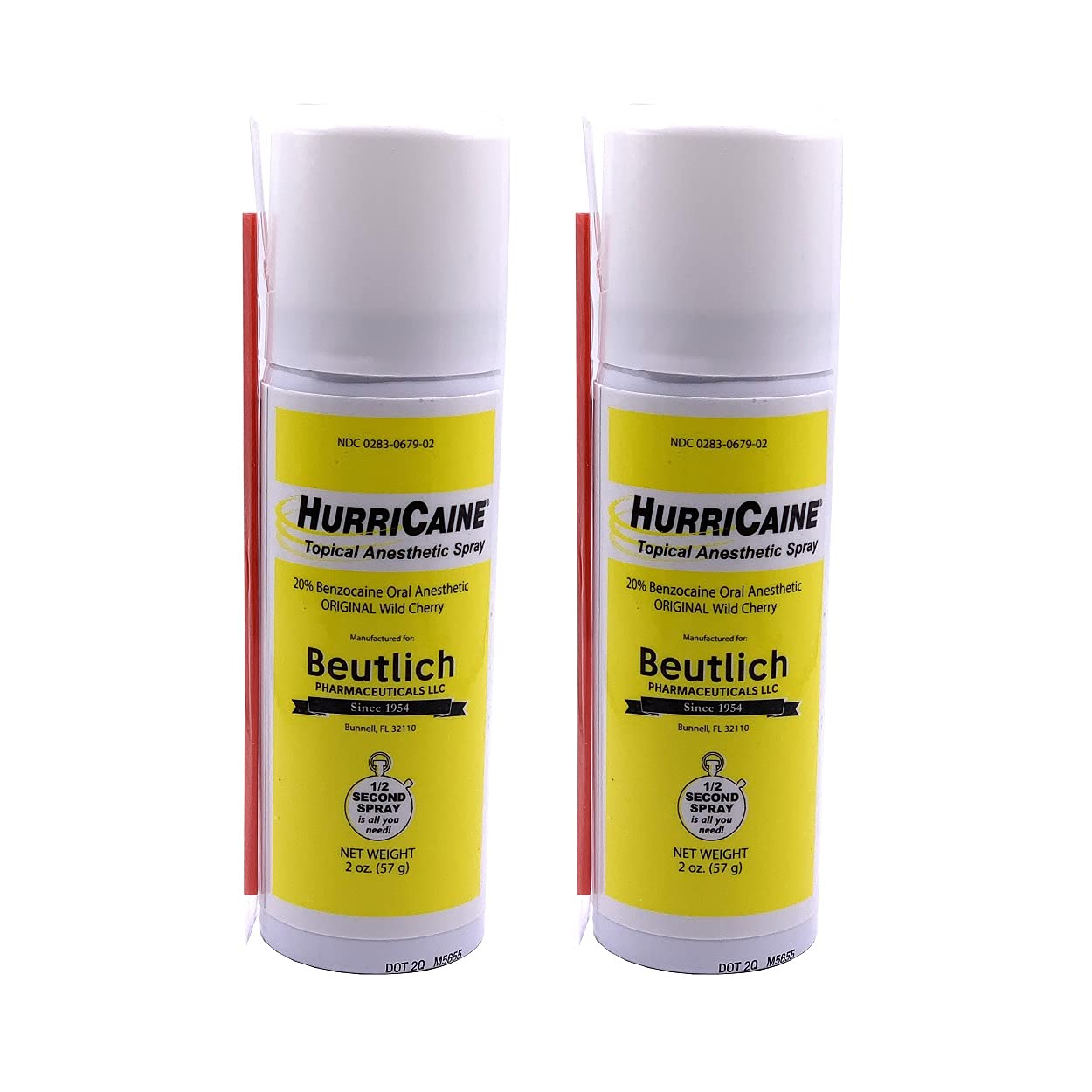 HurriCaine, spray anesthésiant topique cerise sauvage, soulage temporairement les sensations locales.