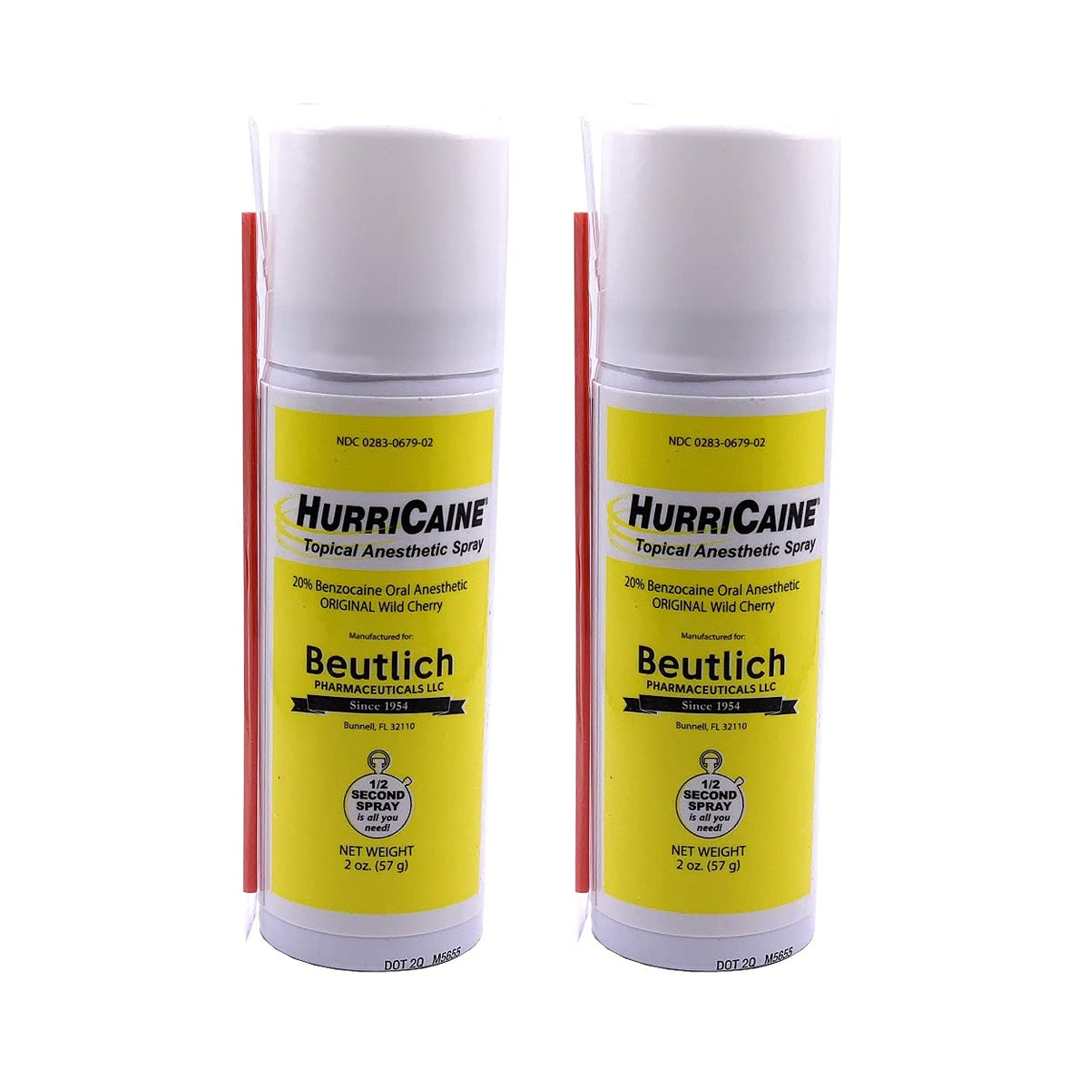 HurriCaine, spray anesthésiant topique cerise sauvage, soulage temporairement les sensations locales.