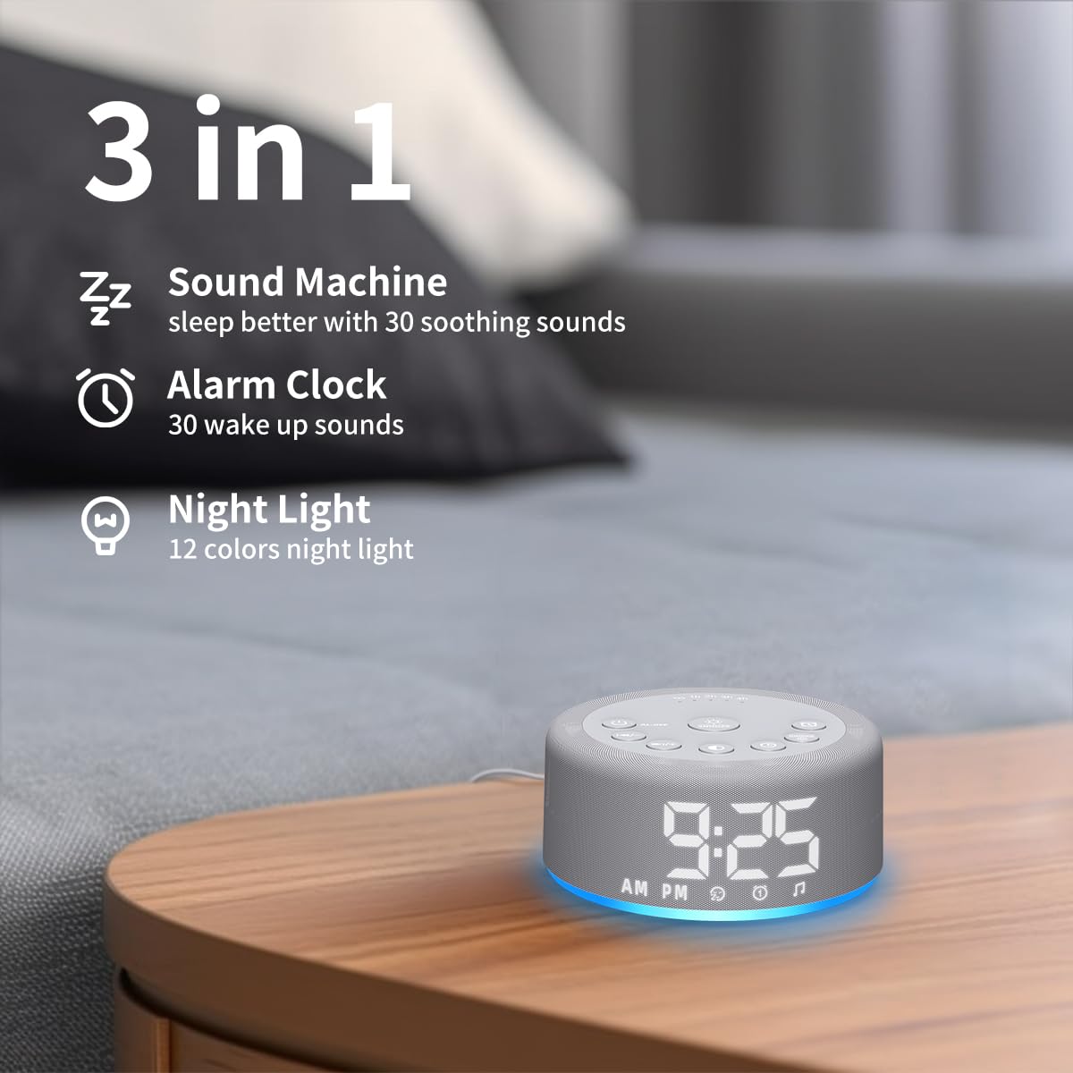 Hushing Machine: affichage numérique et luminosité réglable pour nuit calme.