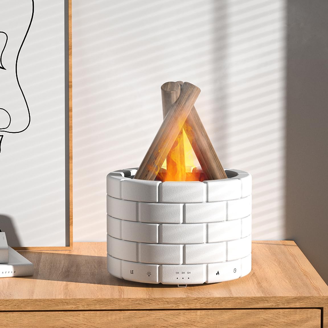HUTIP diffuseur feu de camp offre une lumière LED douce et une atmosphère cosy.