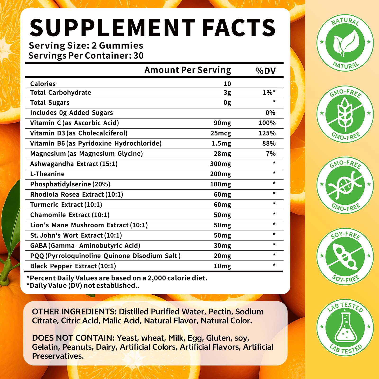 Gommes cortisol HUUAYAO, flacon, saveur orange pour une dégustation agréable.