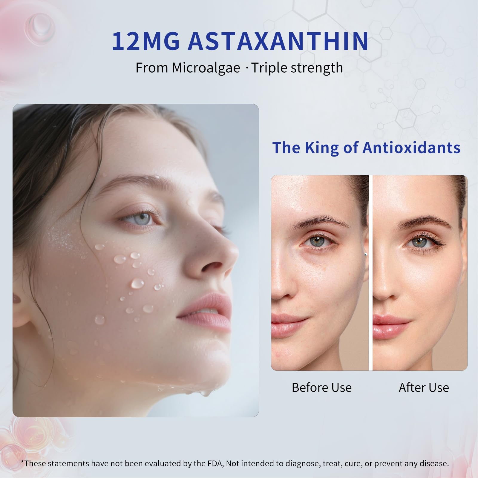HUXINSK Astaxanthine 12 mg – complément végan sans OGM pour routine saine