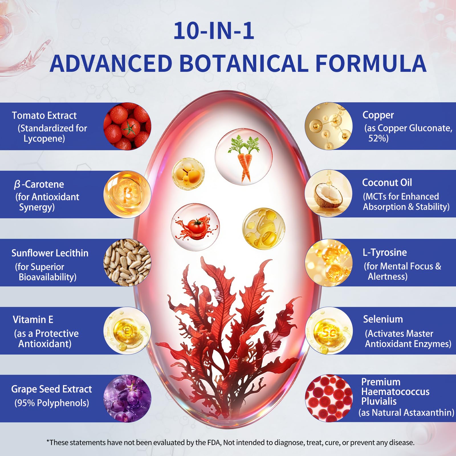 HUXINSK Astaxanthine 12 mg – étui-carton, notice et ingrédients naturels