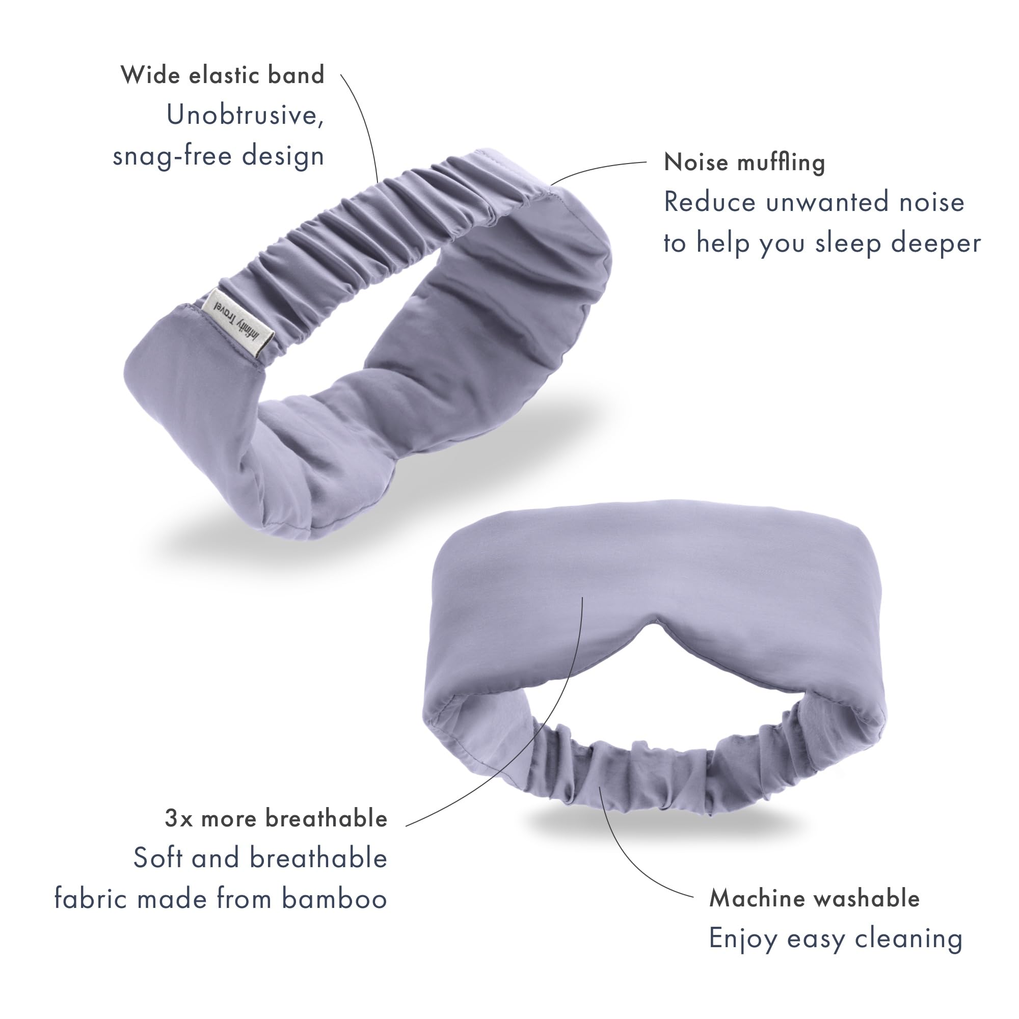 Huzi Infinity Travel masque yeux bambou violet bloque totalement la lumière pour dormir partout.