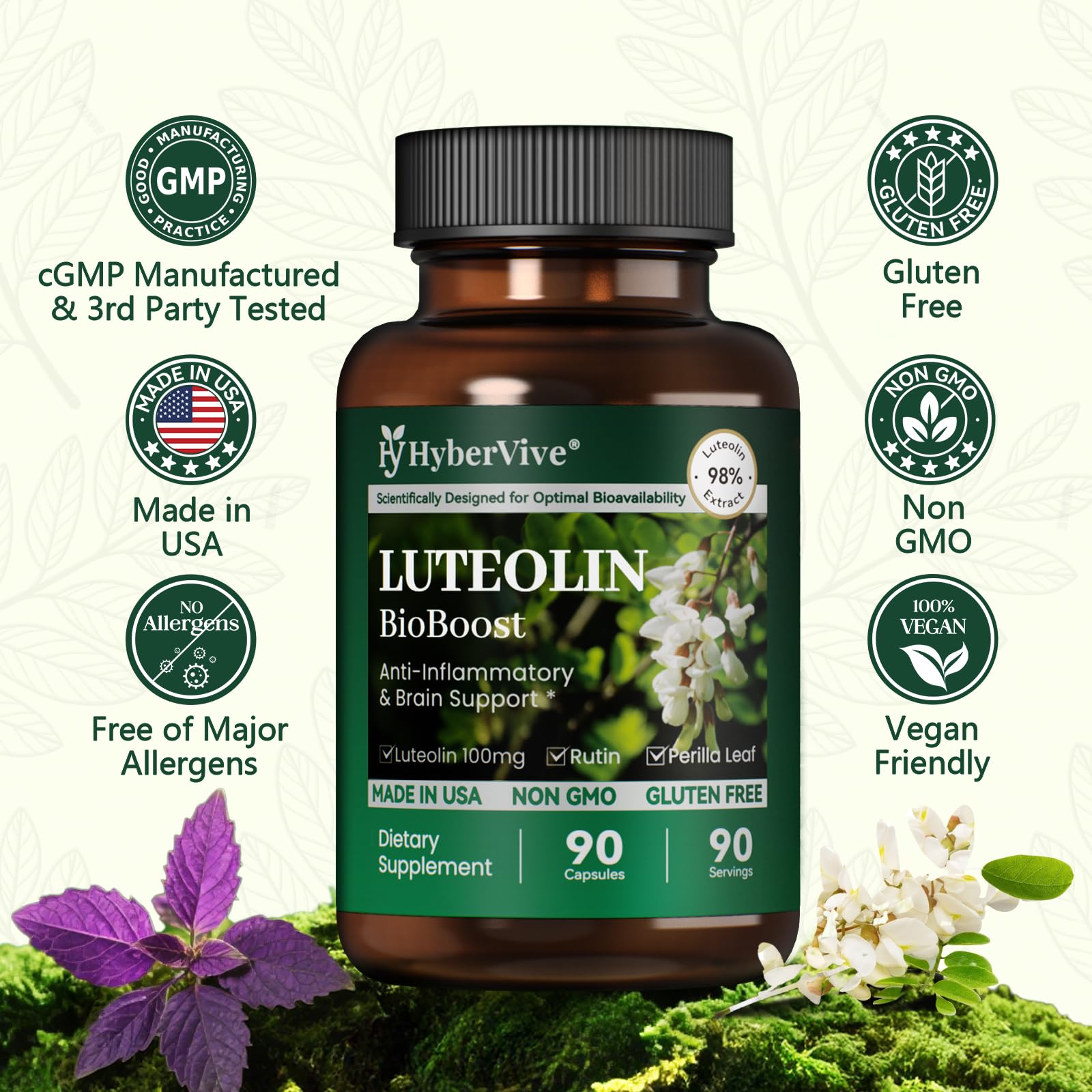 HyberVive Luteolin: production américaine sous contrôle qualité.