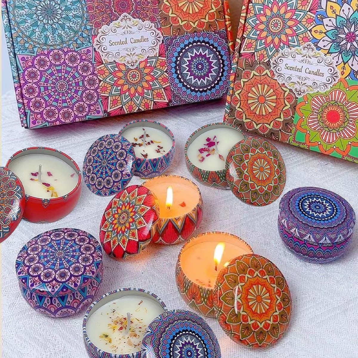Coffret cadeau HYCSC bougies boho, idée cadeaux élégante.
