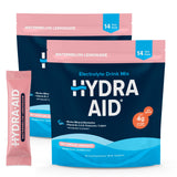 HYDRA AID sachets électrolyte citron-melon pour hydratation efficace sans goût salé.