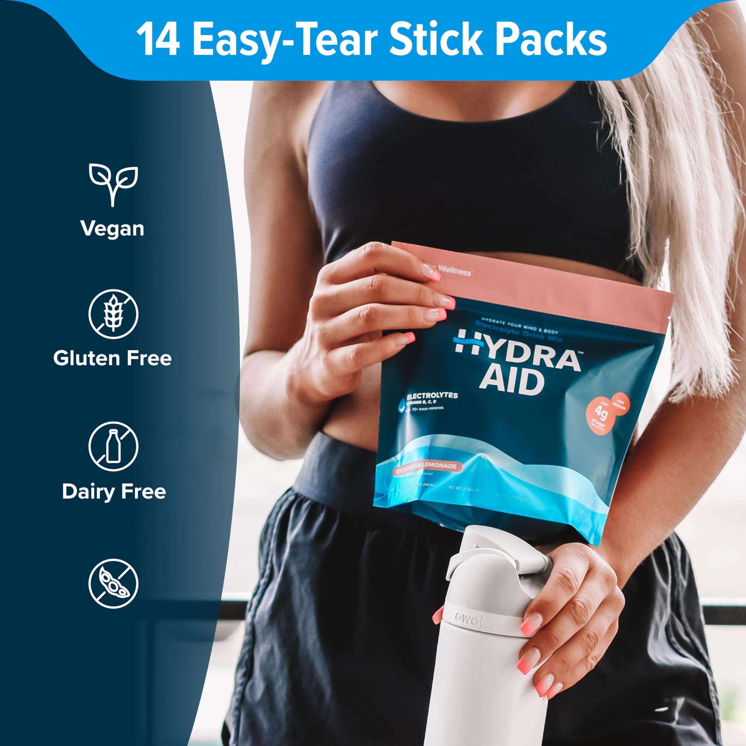 HYDRA AID pour boire jusqu'à 32 oz d'eau avec un goût léger.