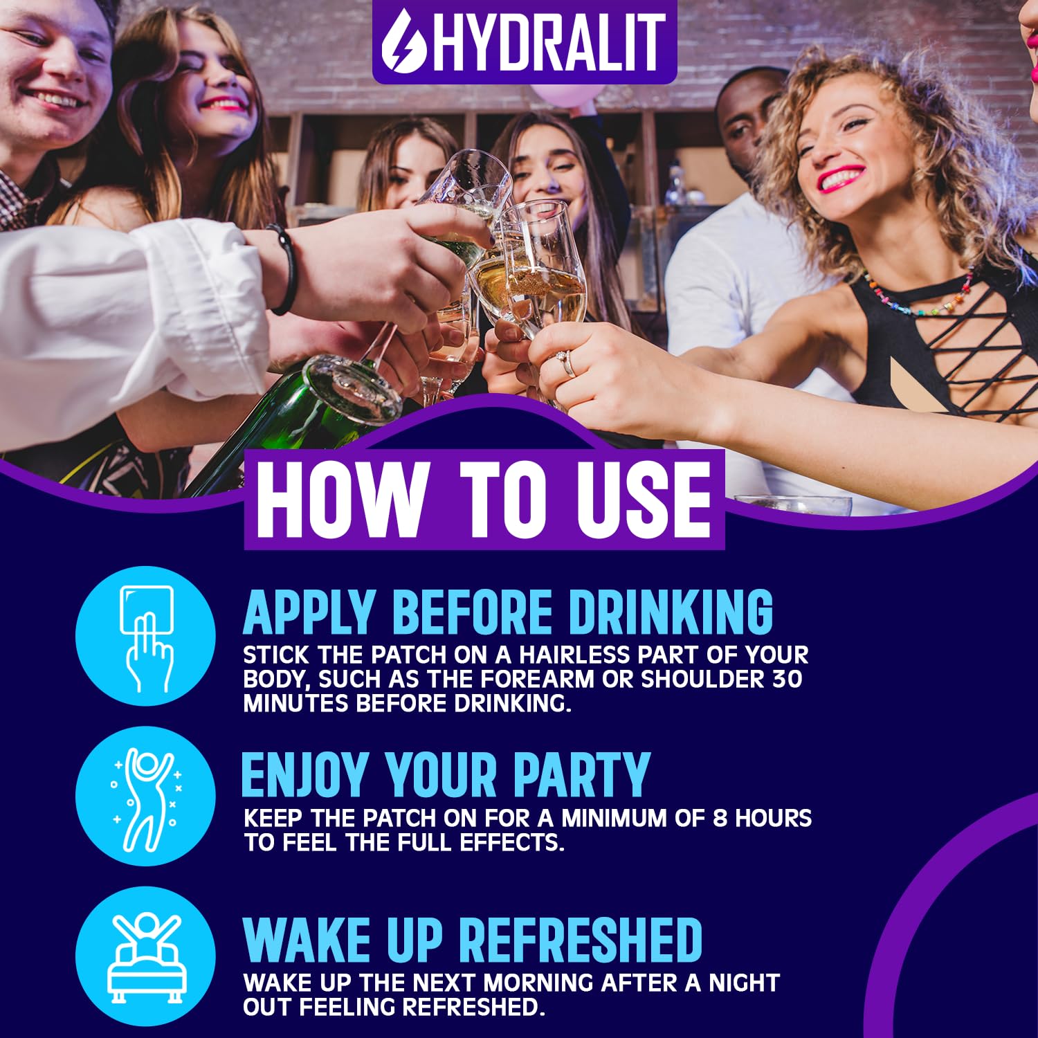 Hydralit Happy Hour Patch prévention des inconforts nocturnes après dégustations.