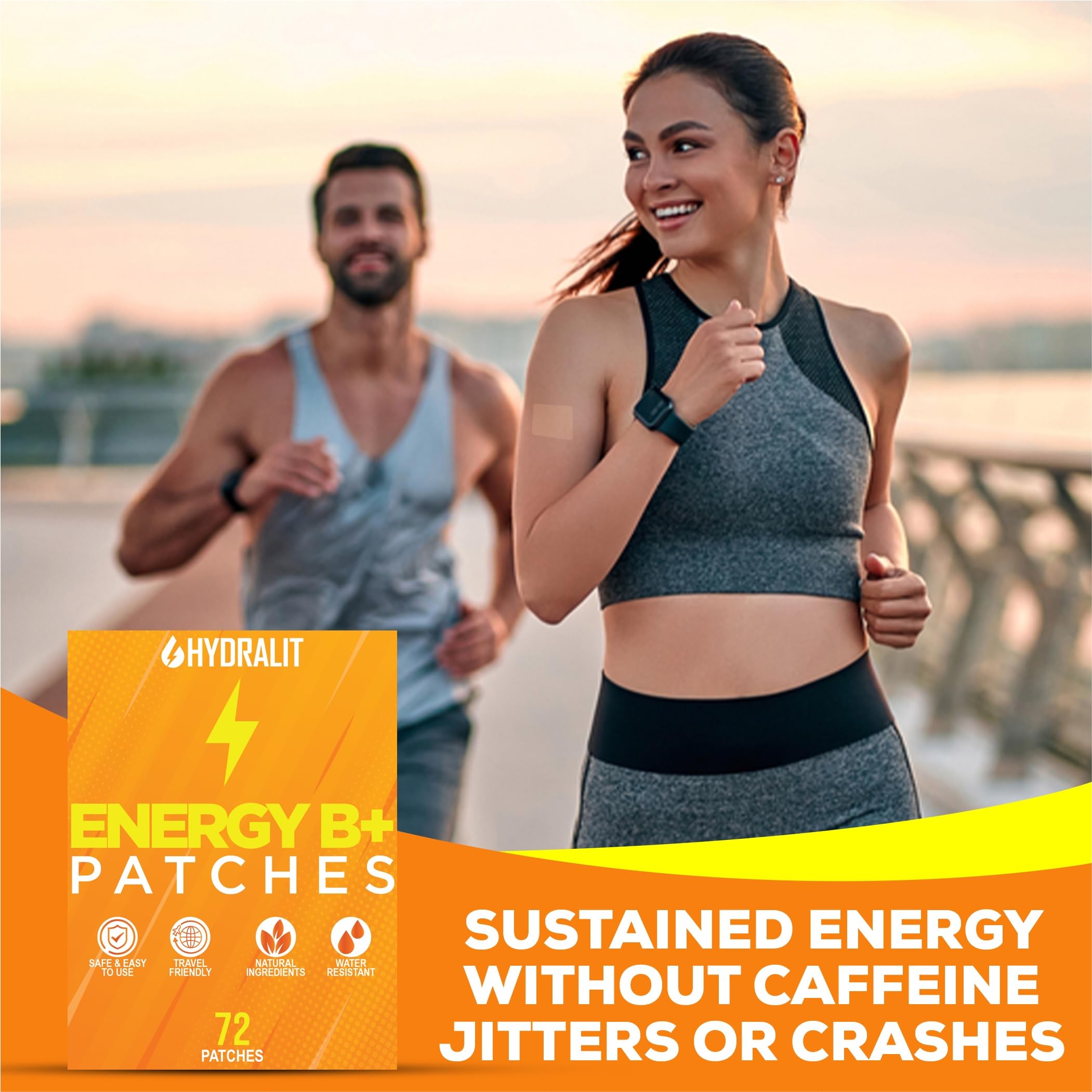Patch Hydralit d’énergie sur bras, utilisation facile pour rester alerte sans effort.