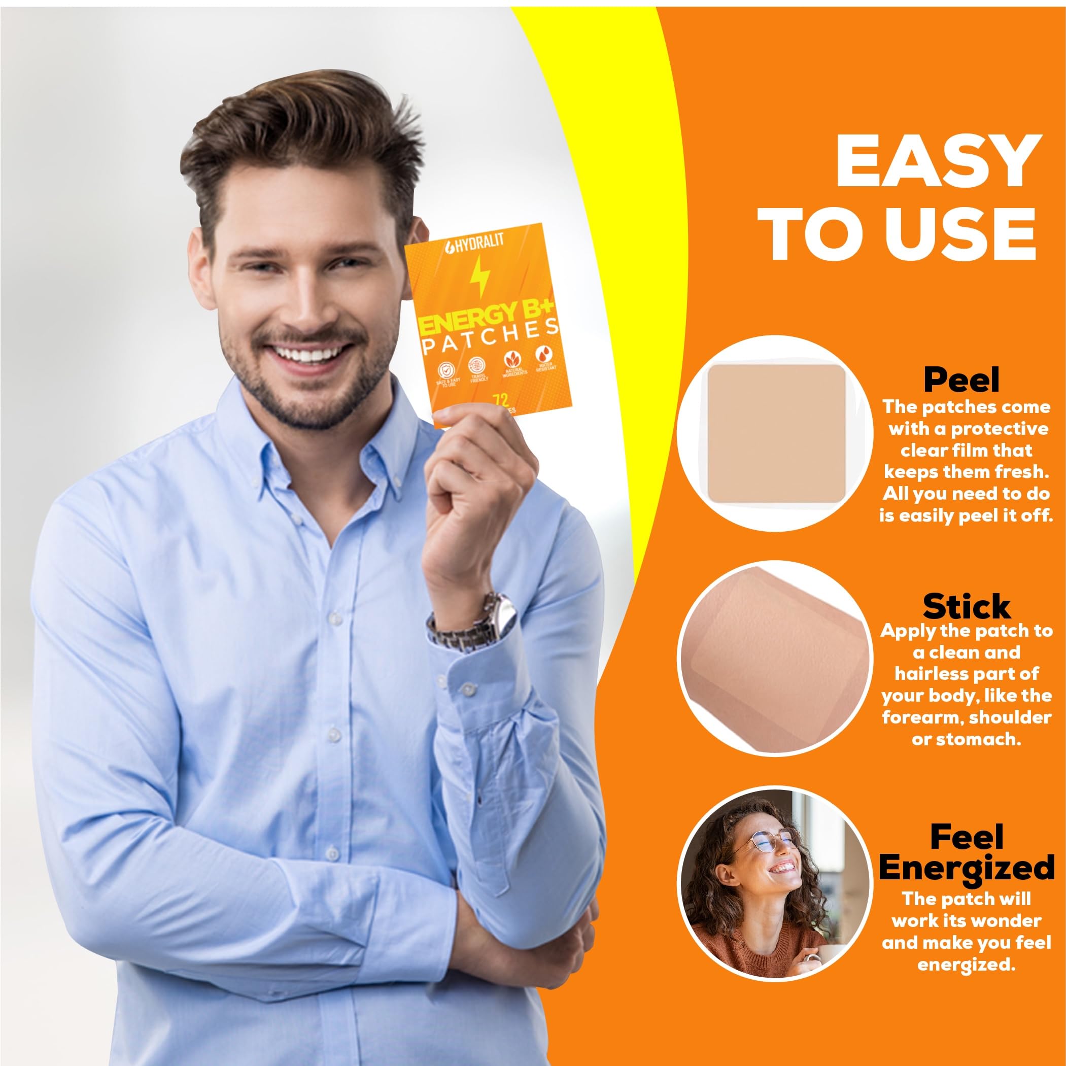 Emballage Patch Hydralit d’énergie, option pratique et compacte pour le voyage.