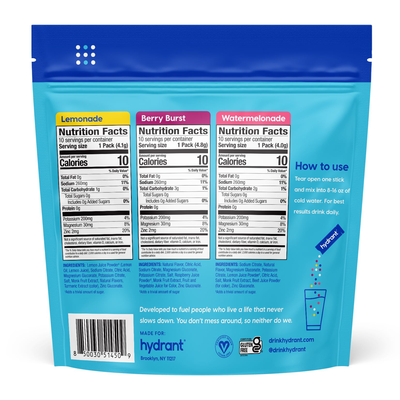 HYDRANT – pack variété 30 sachets, solution pratique à emporter.