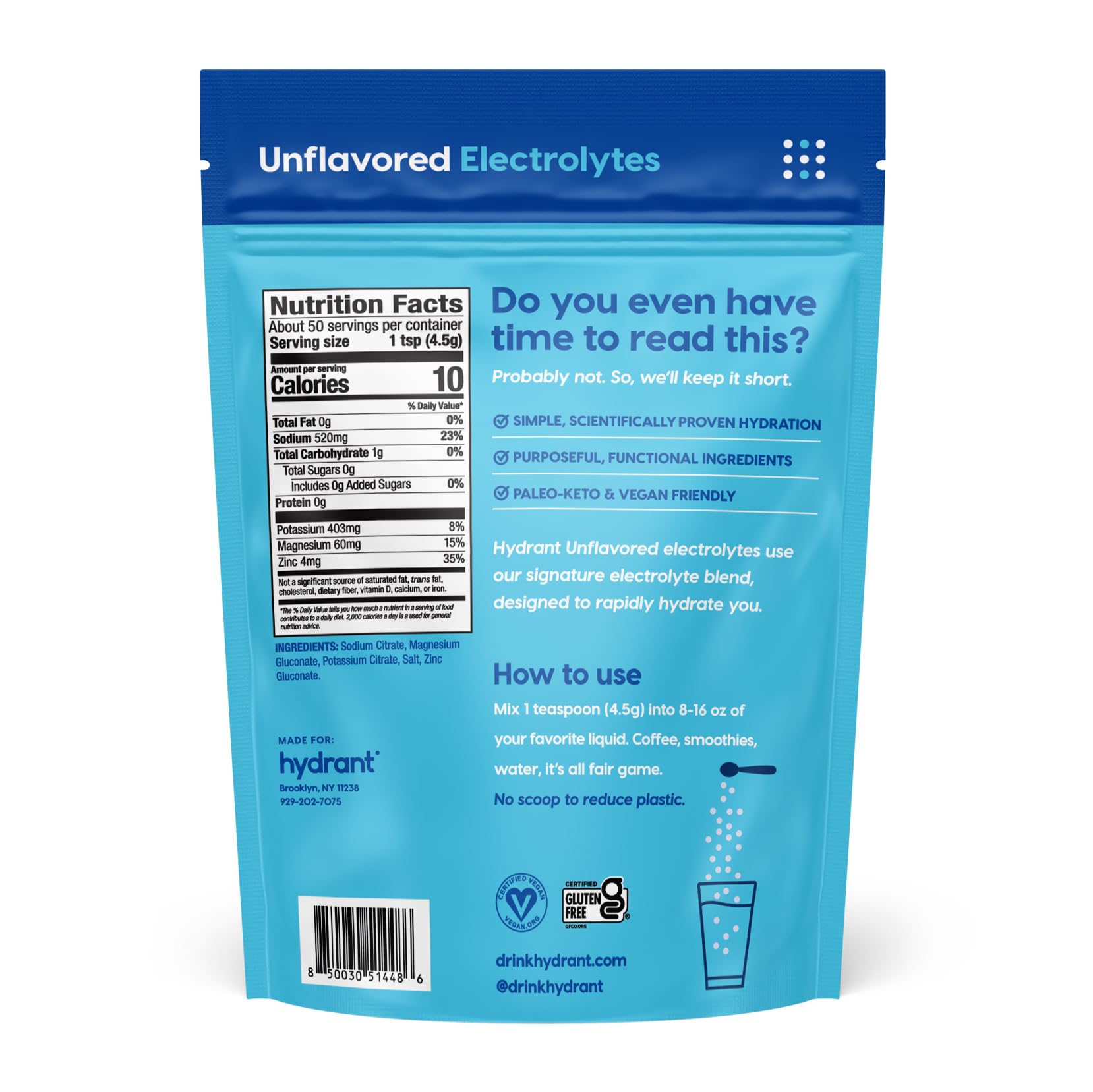 HYDRANT sachets-poudre-sans-arome: hydratation discrète sans goût dominant.