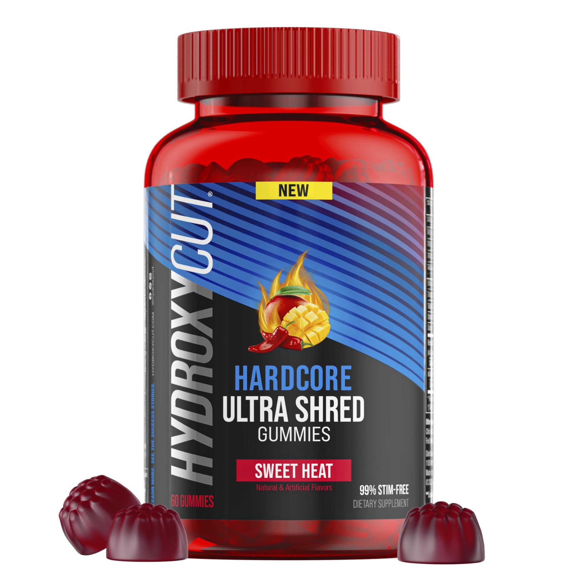 Hydroxycut Hardcore Ultra Shred Gummies saveur Mango-Piment Chaud emballage élégant et pratique