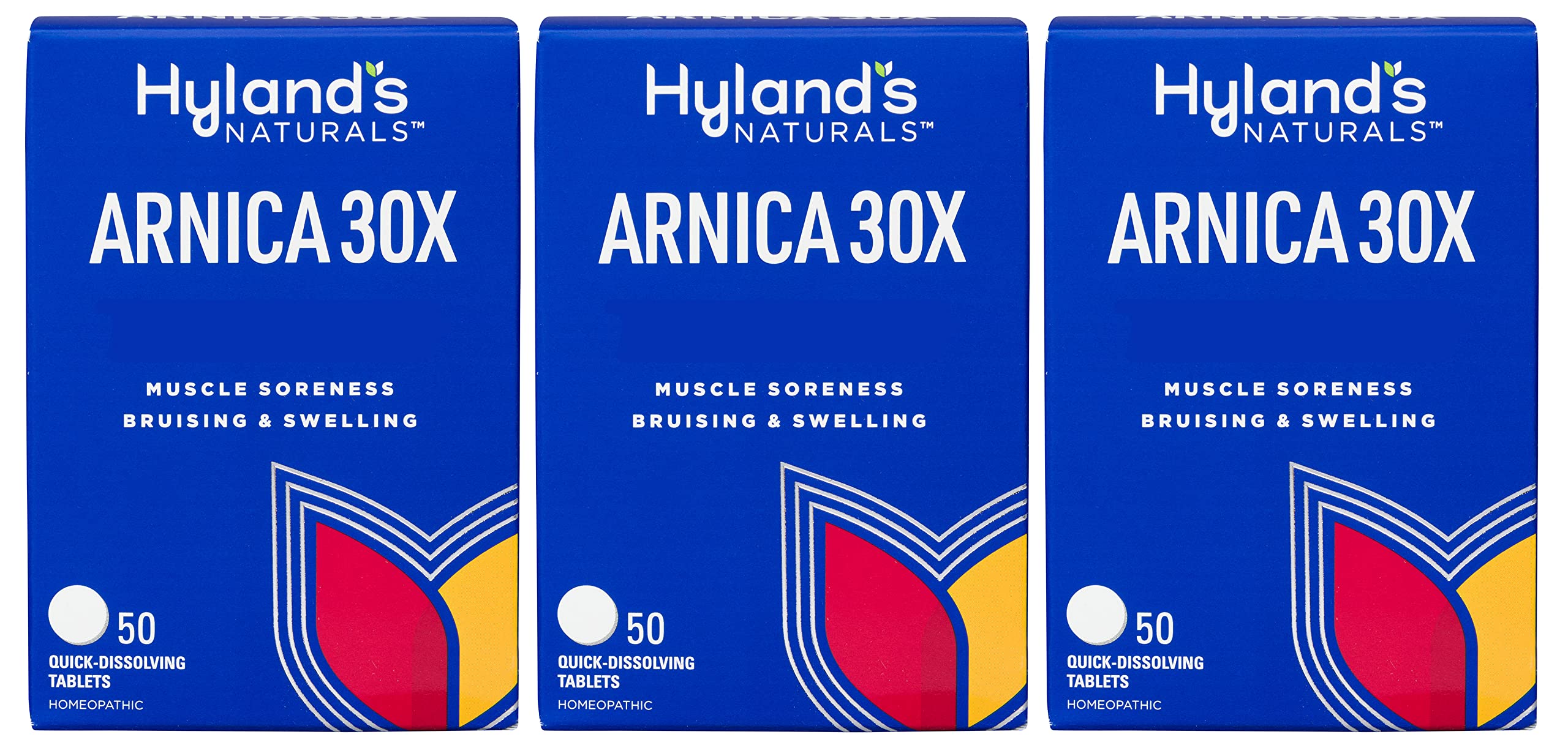 Hyland's Arnica 30x tablettes en bouteille, soulagement rapide des bleus.