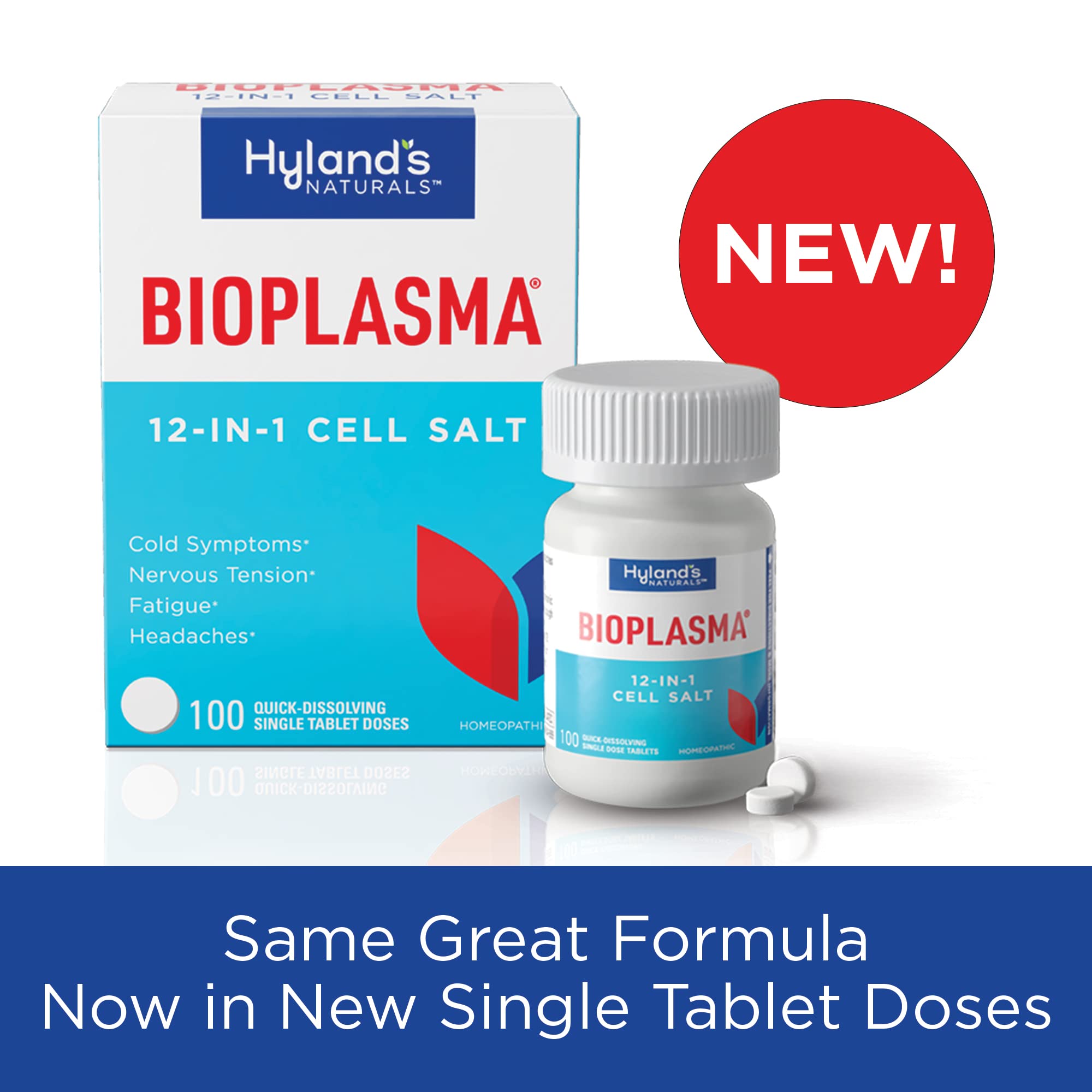 Tablettes Hyland's Bioplasma se dissolvent rapidement en bouche pour un usage facile.